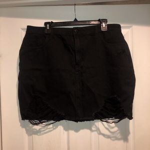 Hollister sz 17 Ultra High Waist Black Ripped Denim Skirt 33w